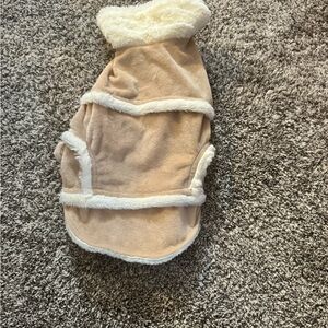 Cozy Tan Dog Jacket with White Trim